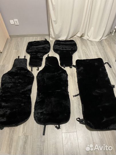 Комплект меховых накидок на сиденья, меринос