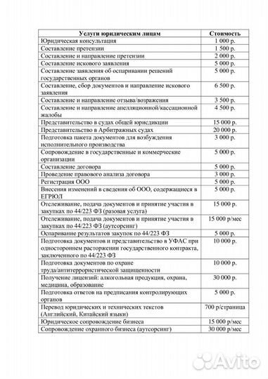 Юридические услуги для граждан и бизнеса