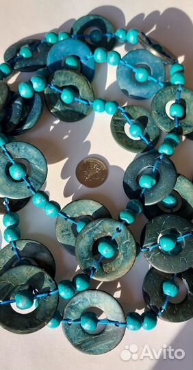 Длинные бусы дерево винтаж СССР