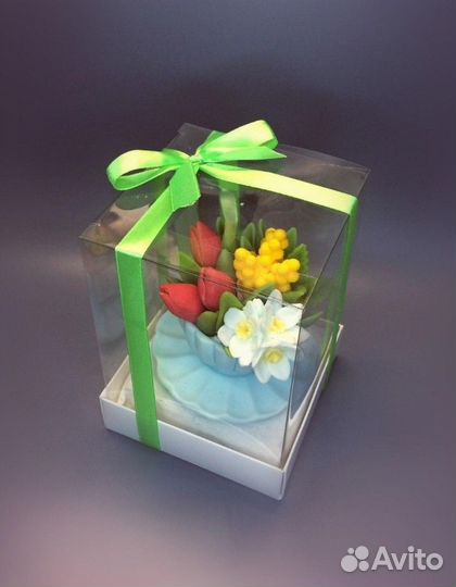 8 Марта/букет/мимоза/нарцис/роза/в чашке