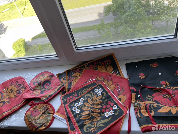 Кухонный набор фартук Прихватка Хохлома новый