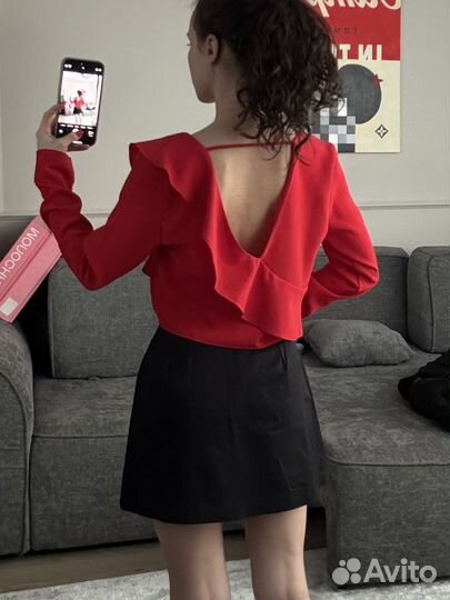 Рубашка красная zara xs