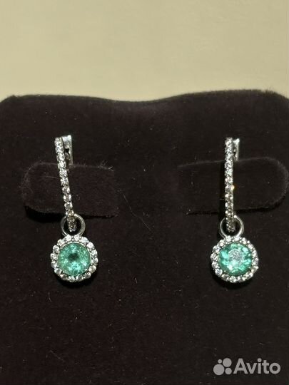 Золотые серьги с Натуральными Изумрудами