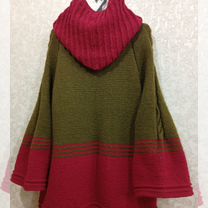 Вязаное пальто с капюшоном (эксклюзив)