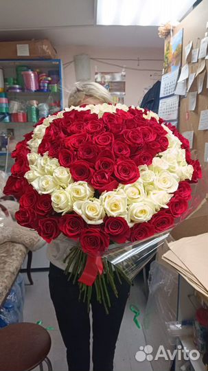 101 Роза 70 см Сердце