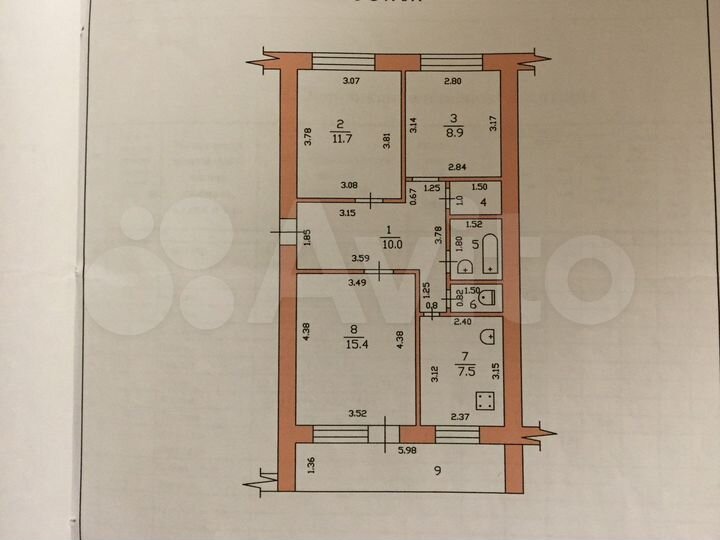 3-к. квартира, 58,9 м², 3/5 эт.