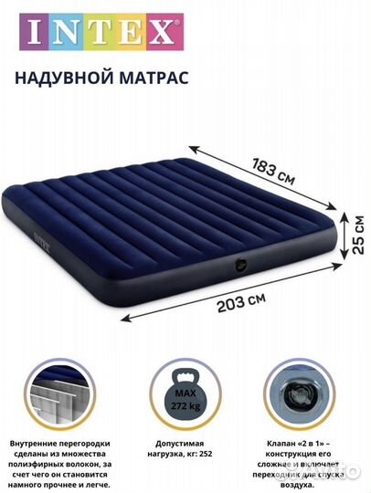 Надувной матрас Интекс с Доставкой, Новый
