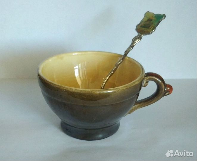 Чашка керамическая кофейная и ложка, комплект