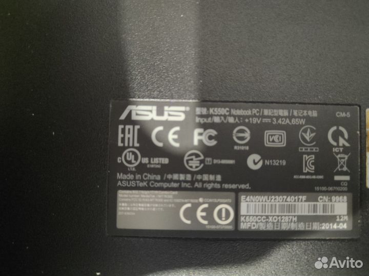 Ноутбук asus k550c