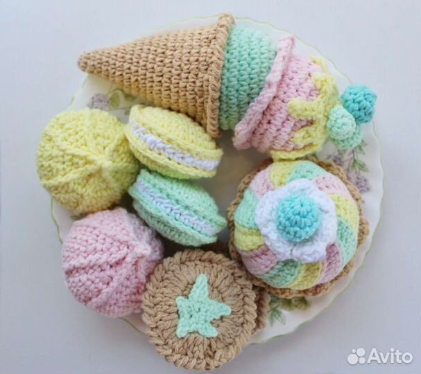 Вязаная еда набор сладостей