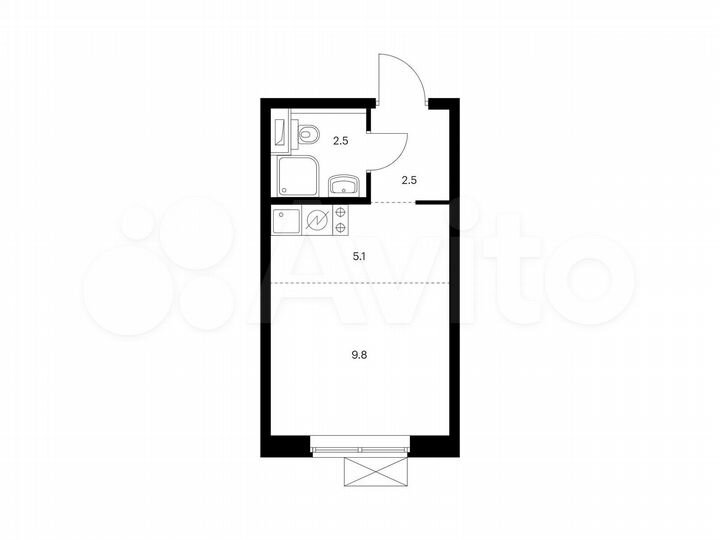 Квартира-студия, 19,9 м², 23/33 эт.
