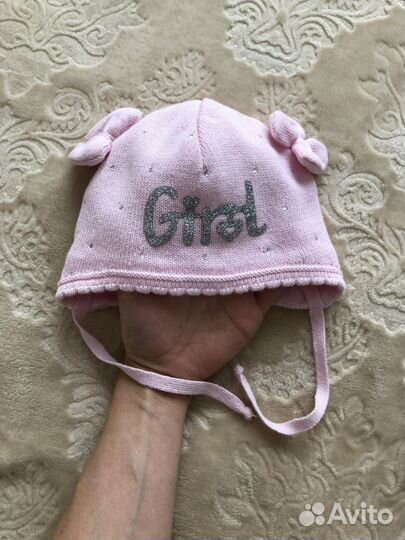 Шапка демисезон на девочку размеры 42- 54