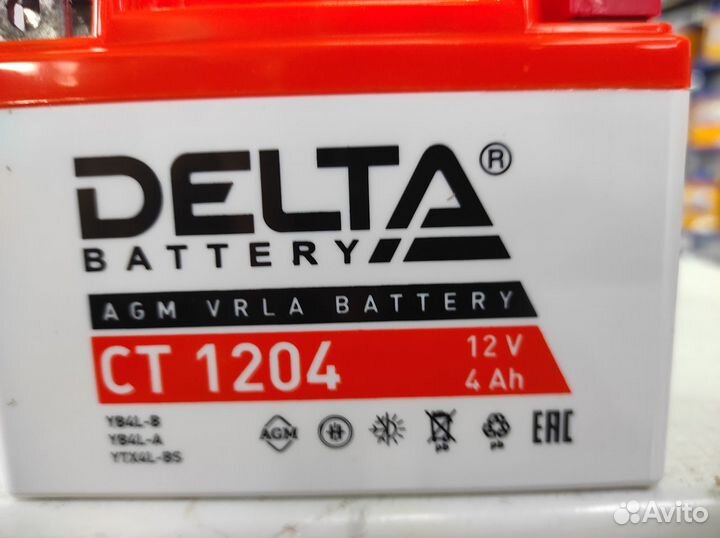Аккумулятор 4Ач AGM Delta CT1204 YTX4L-BS YB4L-A