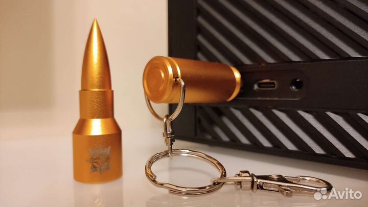 Брелок для ключей c usb 16gb патрон, пуля золотая