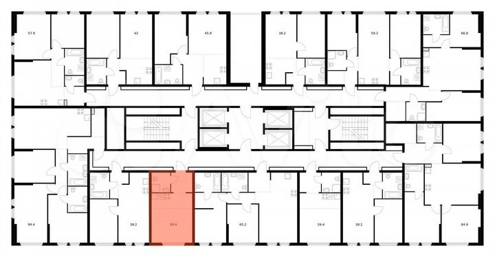 Квартира-студия, 26,4 м², 4/32 эт.