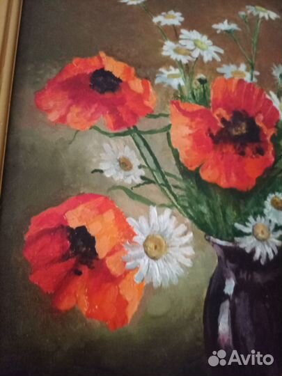Картина маслом на холсте цветы маки