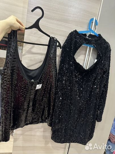 Платье и топик с паетками