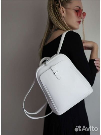 Рюкзак женский кожаный белый черный бежевый