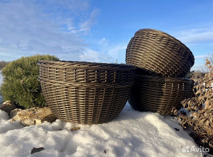 Набор кашпо из ротанга