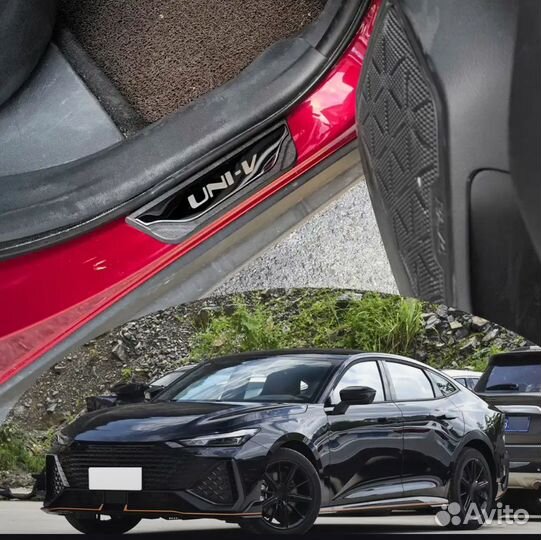 Накладки на пороги Changan Uni-V / Чанган Юни-Ви black 2022-2025 г.в