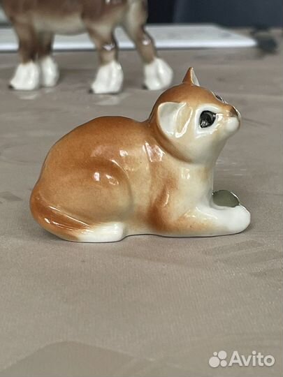 Статуэтка фарфор кошка лфз СССР