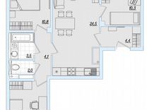 3-к. квартира, 75,6 м², 6/9 эт.