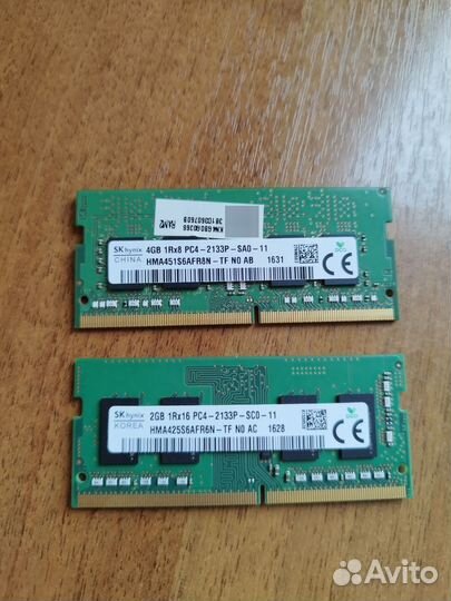 Плашки оперативной памяти SO-dimm4 2и4 Гб note