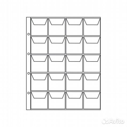 Листы для монет. Клапанный тип. Формат Оптима