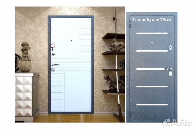 Дверь входная 8,5см «Токио» Букле/ Белое дерево