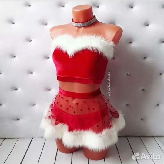 Костюм снегурочки для танцев gogo стрип poledance