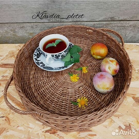 Поднос плетёный +коробочка для специй (набор)