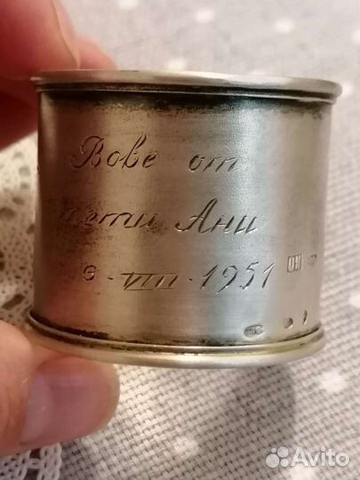 Ложка и кольцо для салфетки. Серебро