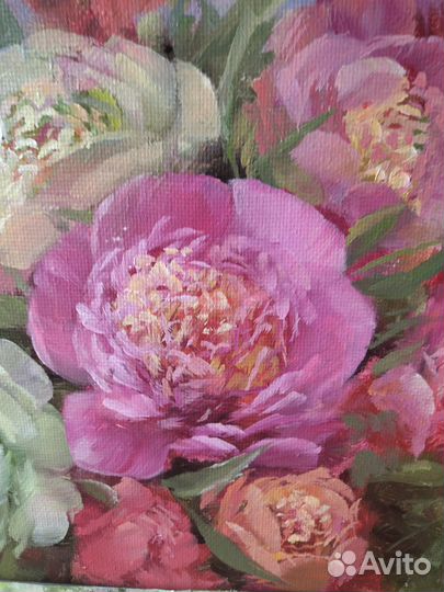 Картина маслом на холсте цветы пионы