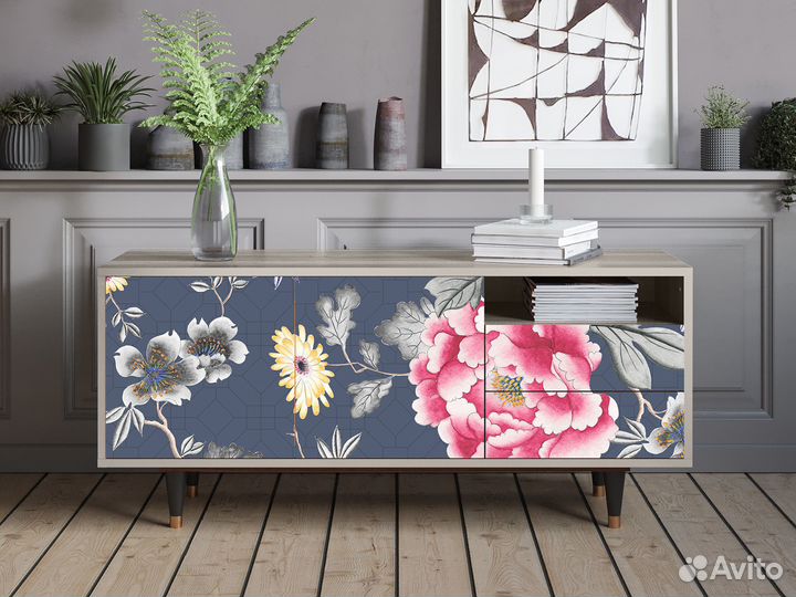 Тв-тумба T7 - Сатин - Dark Flower Bed