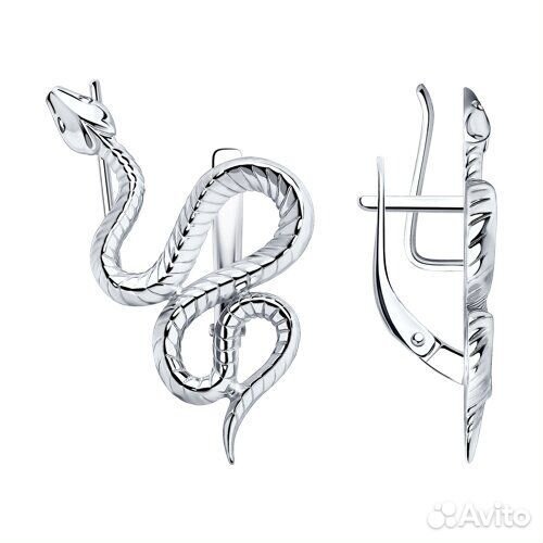 Серьги из серебра «Змея»