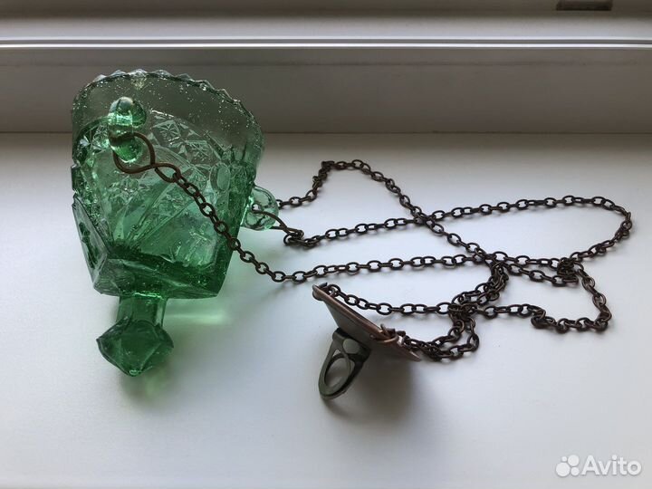 Лампада подвесная, стекло царское