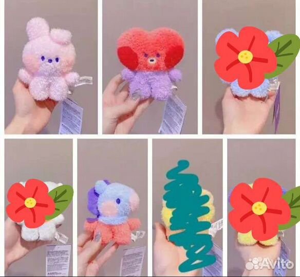 Мягкие игрушки брелки bt21