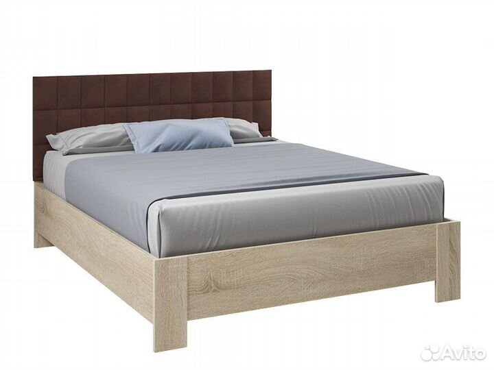 Кровать Эстер 160х200 (Дуб Сонома, Микровелюр беже