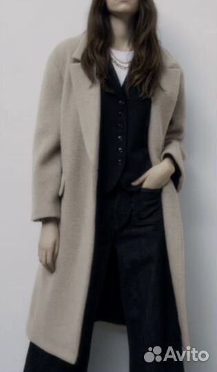 Zara пальто manteco wool blend coat taupe gray