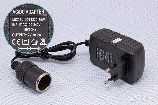 Сетевой адаптер 12V 2A с гнездом прикуривателя