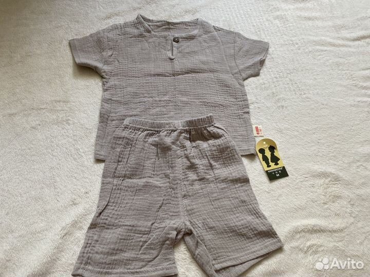 Детский костюм муслиновый 1-2 г летний костюм