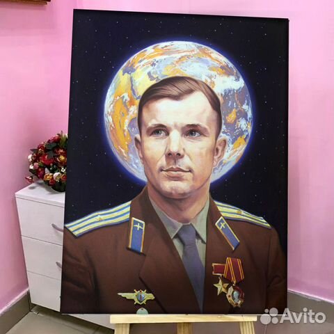 Портрет Гагарина на холсте 50х70