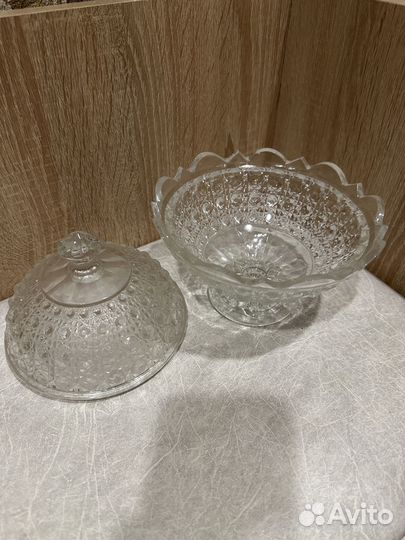 Хрустальная конфетница с крышкой СССР