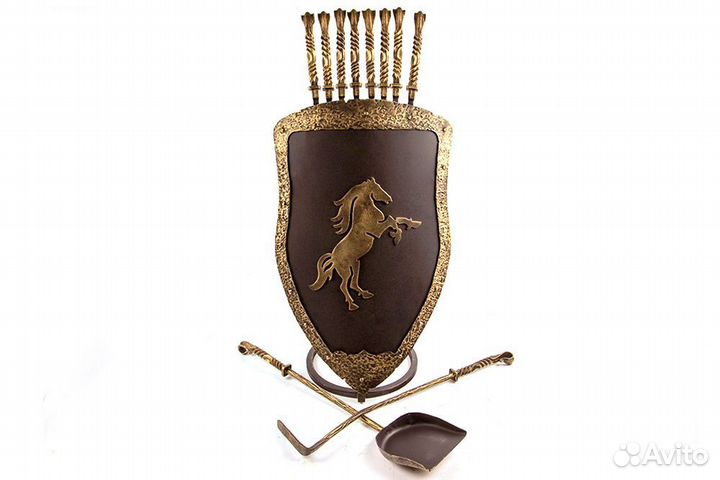 Каминный набор Щит-подставка Конь на 8 шампуров Эл