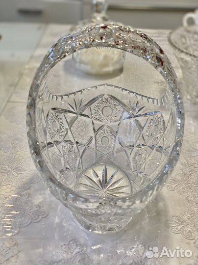 Хрустальная ваза корзина h 25 Богемия