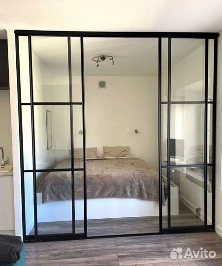 Перегородки лофт с прозрачным стеклом