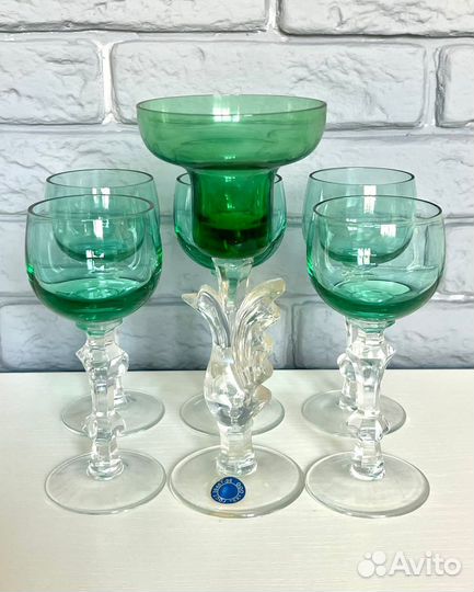 Рюмки и подсвечник цветное стекло СССР