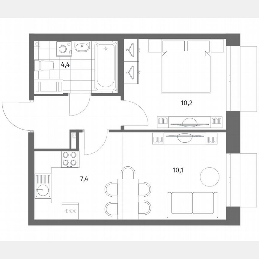 2-к. квартира, 36,1 м², 7/13 эт.