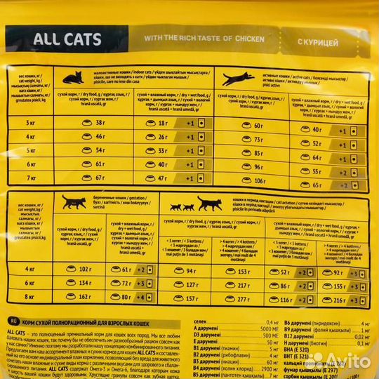 Сухой корм All cats для взрослых кошек, 2,4 кг