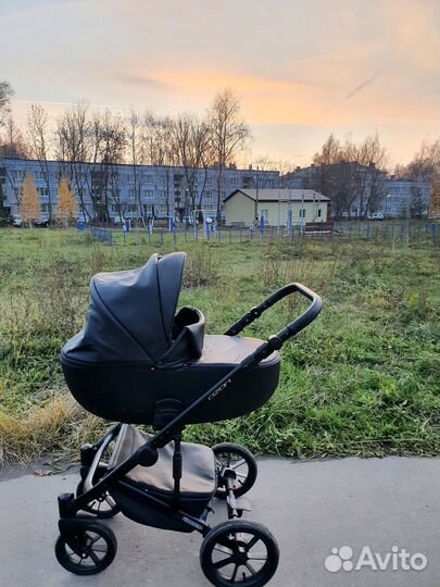 Коляска riko basic ozon 2 в 1 чёрная экокожа